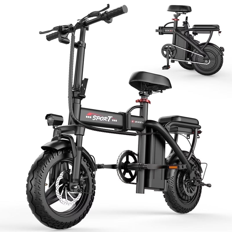 14 in Electric Bike with Dual Front Suspension 500W Folding Ebike, Up to 25Miles 20MPH, 48V Removable Lithium-Battery, 14 in Foldable Commuting... W7047