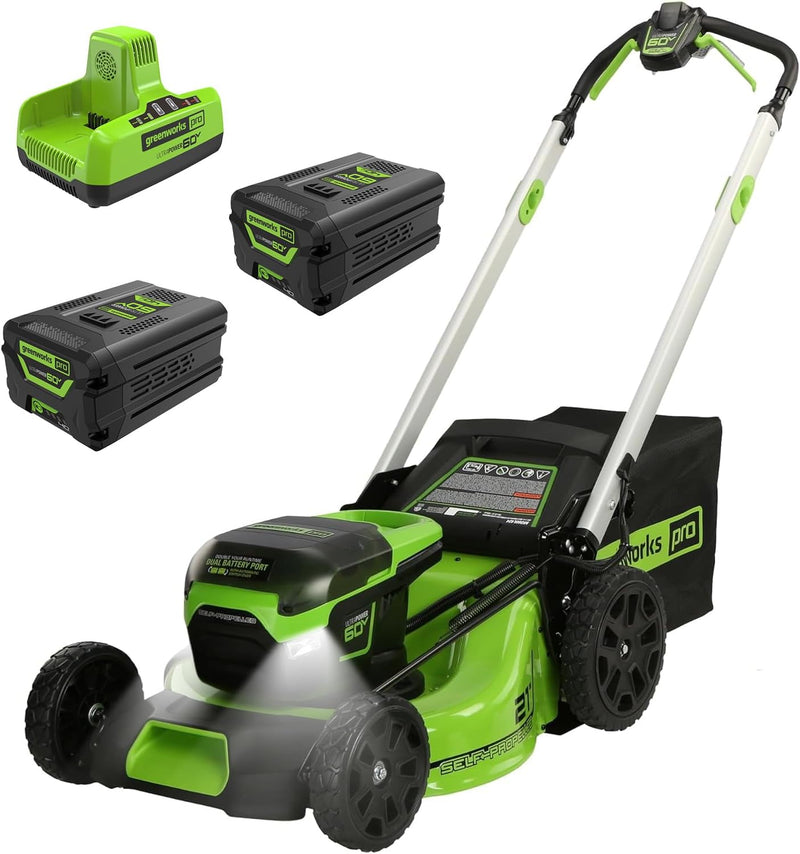 60V 21-inch self-propelled cordless lawn mower, brushless motor, LED lights, including 2 sets of 4.0 Ah batteries and a fast dual-port charger (compatible with 75 tools, running time 45 minutes) U8785