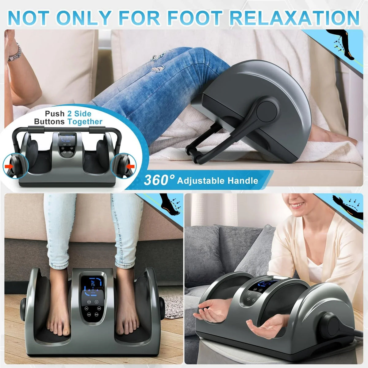 Therapeutic foot massager with heat therapy: Suitable for nerve disorders, plantar fasciitis and pain relief. This FSA/HSA compliant foot massager is suitable for home/office use to massage the feet/legs/shins/ankles. It is suitable for both women an