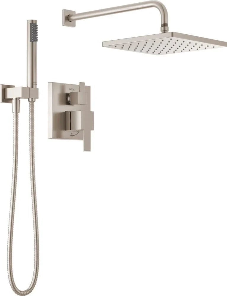Square shower head set, rain shower head and handle set made of brushed nickel material, valve cover kit, 10 inches, stainless steel S4517