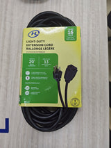 20' 16 Gauge 1-Tap Outdoor Extension Cord, Black