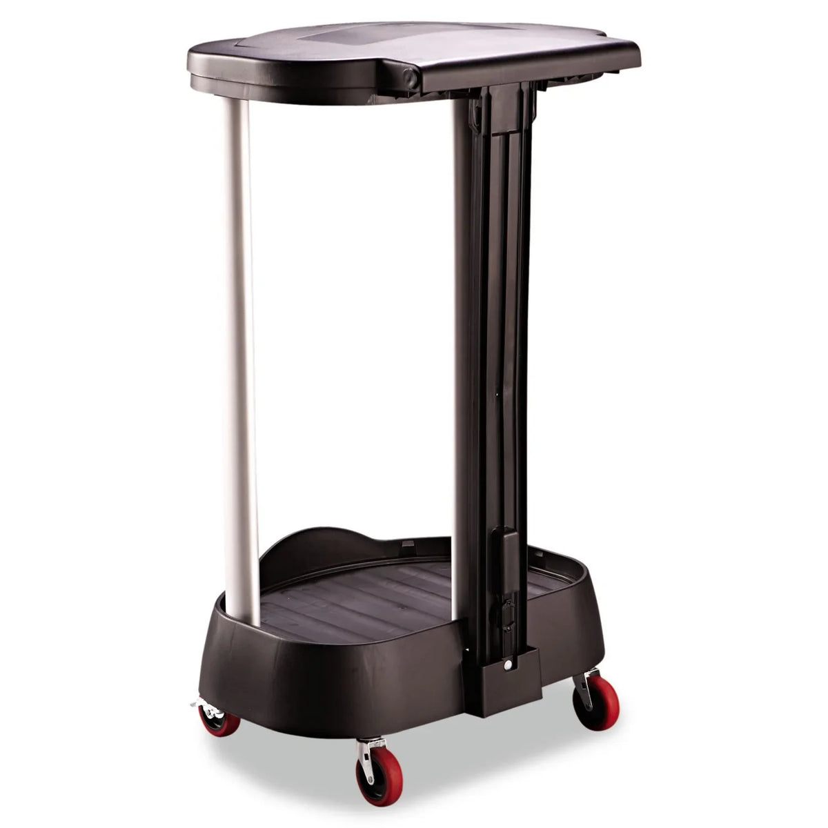 Administrative series floor-standing clothing storage basket / laundry basket, with front locking casters, capacity 30 gallons, black, without handle cover, suitable for hospitals / medical laboratories / commercial premises