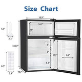 Euhomy Mini Fridge with Freezer, 3.2 Cu.Ft Mini Refrigerator with Freezer