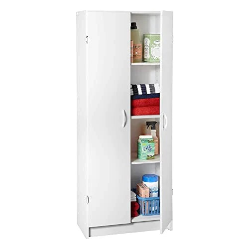 Pantry Cabinet Cupboard with 2 Doors, Adjustable Shelves, for Kitchen, Laundry or Utility Room
