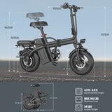 14 in Electric Bike with Dual Front Suspension 500W Folding Ebike, Up to 25Miles 20MPH, 48V Removable Lithium-Battery, 14 in Foldable Commuting...