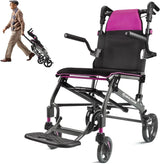 Wheelchairs for Adults Transport Chair Lightweight Foldable with Telescopic Handle, 19.4lbs Portable Folding Travel Wheel Chairs for Seniors