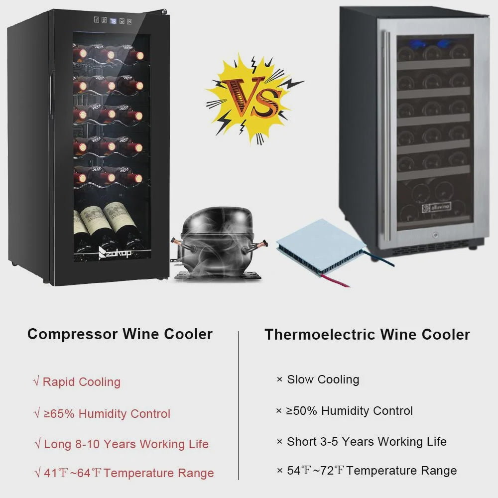 Zimtown 1.8Cu.Ft 18Bottle Compressor Wine Cooler Refrigerator Freestanding Compact Mini Wine Fridge