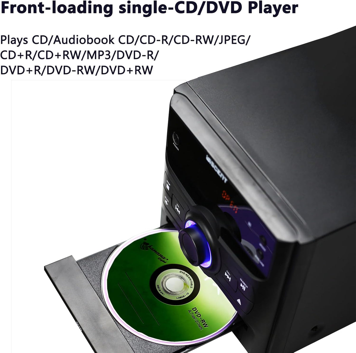 Wireless Stereo System, CD Player, Wireless Streaming, MP3, USB, Audio in, FM Radio, 30W, Micro Sound System