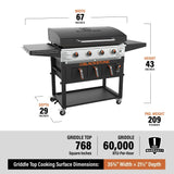 4-Burner 36" Propane Outdoor Griddle with Air Fryer and Hood