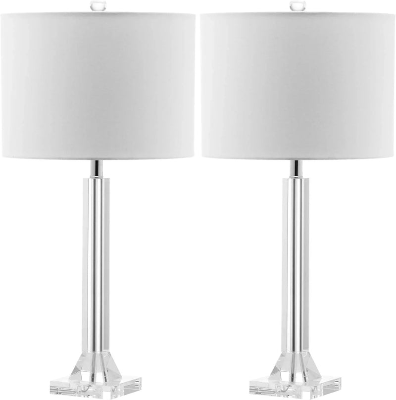 27" Modern Crystal Table Lamp 2-Pack with Linen Shade for Bedroom Living Room Home Office Desk Nightstand with LED Bulb Suitable Room, Dormitory, Office Q4064