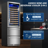 24 Inch Dual Drawer Fridge Under Counter with Wheels, Outdoor Beverage Refrigerator for Patio, Stainless Steel Weather-Proof, Freestanding or Built-In Installation, Ideal for Home and Commercial Use