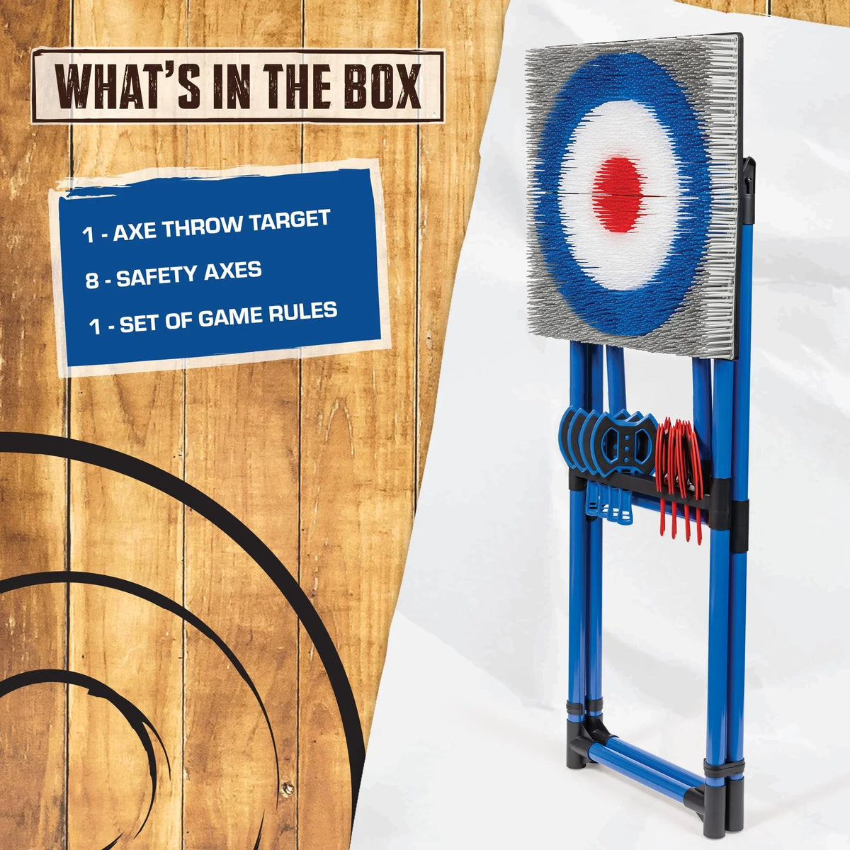 Deluxe Steel Frame Axe Throw Target Game Set