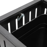 Outdoor trash bin top tray matte black stainless steel commercial waste storage box with lock cover. Heavy-duty industrial garden garage garbage container, dimensions: 35.5 * 15.8 * 15.8 inches.