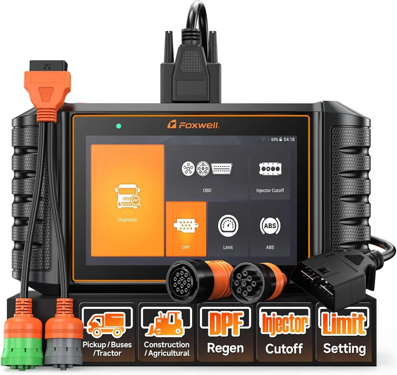 Heavy Duty Truck Scanner with DPF Regen/Injector Cutoff/Limit Setting, Full System Diesel Diagnostic Scan Tool for Cummins, Detroit, Caterpillar, Paccar, Hino & More Pickup Semi Trucks N7968