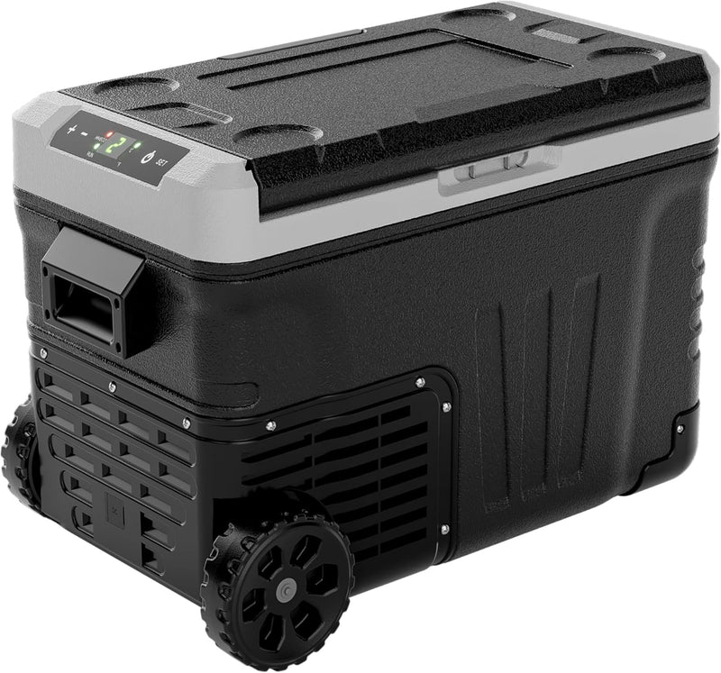 EUHOMY 12 Volt Refrigerator, 37QT(35L) Electric Cooler, Portable Freezer 12V/24V DC 110-240V AC, 12V Fridge -4--~68--, 12V Cooler with Wheels & 2 Baskets for Travel, Truck, Boat, Camping J7764