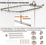 Clawfoot Tub Shower Kit, Add On Shower Units With Bathcock Diverter Faucet and 48" X 27“ Rectangular Claw foot Tub Shower Curtain Rod Kit,Claw foot Tub Shower Faucet Set,Brushed Nickel