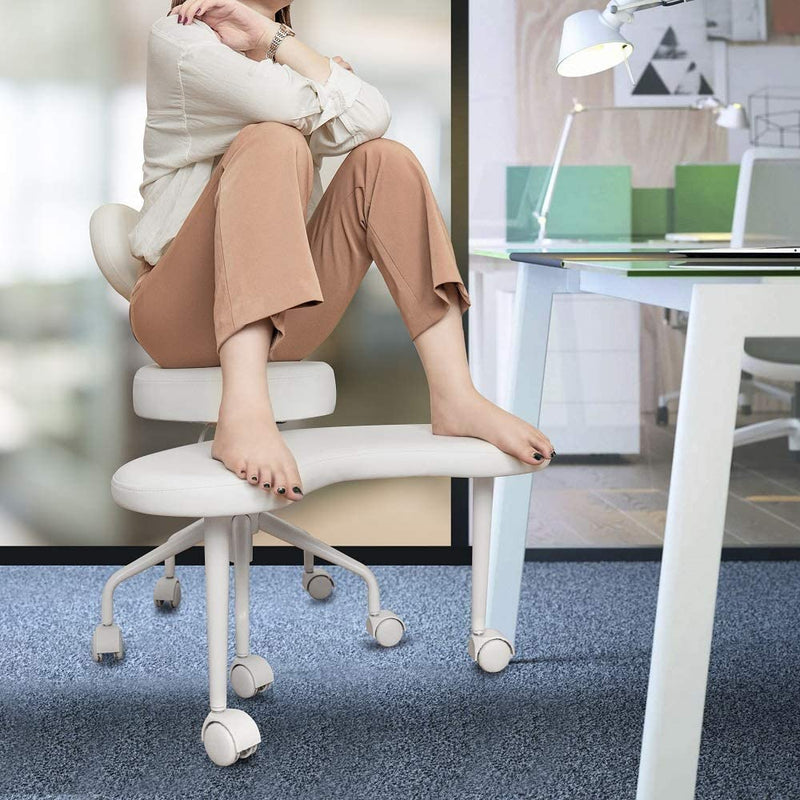 Meditation Chair, Home Office Desk Chair, Cross Legged Chair with Lumbar Support and Adjustable Stool G2345