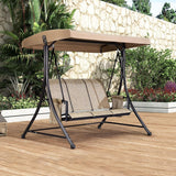 3 luxurious outdoor deck swings, with a weather-resistant steel frame, adjustable tilted canopy, brown model