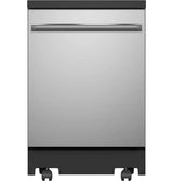 GE 24 Stainless Steel Portable Dishwasher With Sanitize Cycle