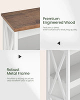 Farmhouse Sofa Table with Power Outlet-4-Tier Bookcase, 42.9" Floor Standing Organizer Shelf