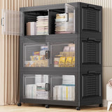 200Gal Extra Large Plastic Storage Bins with Lid & Wheels, Stackable Collapsible Bins with Dividers, Cube Closet Organizers and Storage Cabinet Shelves Box Roomy for Home Kitchen,4Pack White