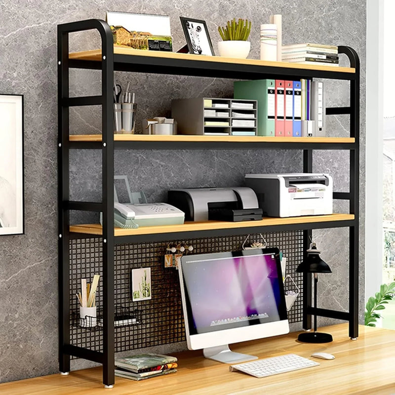 Desktop Bookshelf Adjustable Desk Bookshelf Organizer Rack - Countertop Hutch Bookshelf, 3-Tier Bookshelf Desk Shelf, All Metal Desktop Bookcase for Computer Desk, for Home, Dorm, Office Supplies (Co L2850