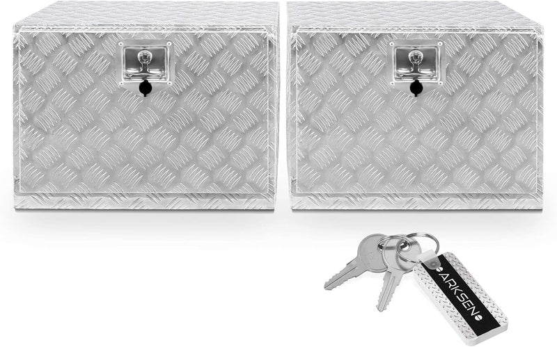 36 Inch Heavy Duty Aluminum Diamond Plate Tool Underbody Box, Waterproof Square Truck Storage Organizer Chest for Pick Up Truck Bed, RV Trailer with T-Handle Lock and Keys - Black F3518