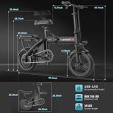 ASKGO Z6 14 in Electric Bike 1200W Motor, 48V/10AH E-Mountain Bike,Folding Electric Bicycle for Adult with Two Seats UL2849,Unisex,Pedal-Assist