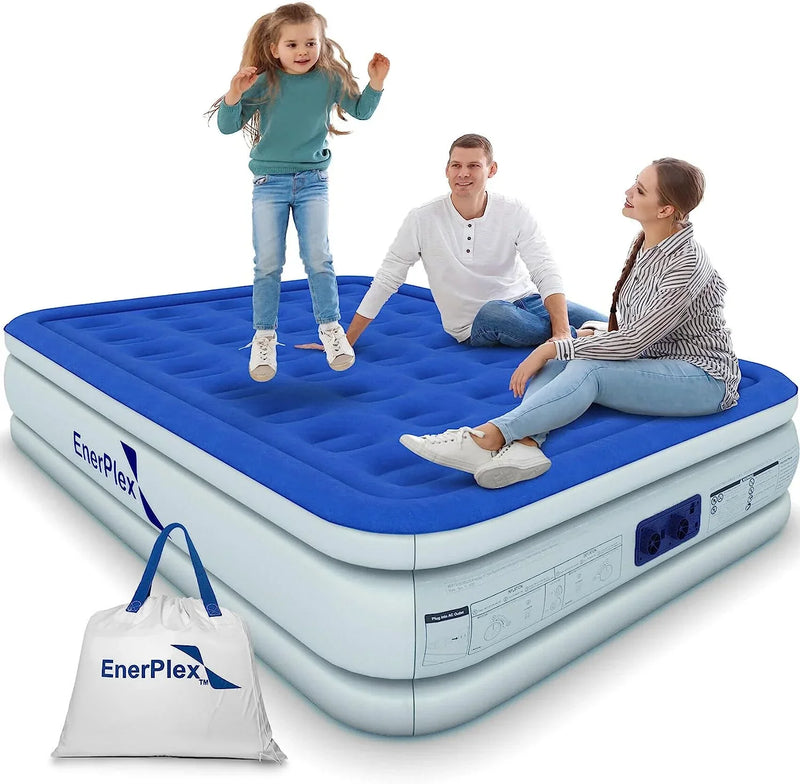 EnerPlex Queen Air Mattress with Built-in Pump - 16 Inch Double Height Inflatable Mattress for Camping U9308