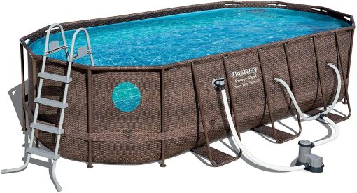 Power Steel 18' x 9 'x 48' above ground swimming pool Set with metal frame home swimming pool sand filter pump, skimmer and vacuum A6940