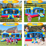 Big Inflatable Bounce House for Party Fun,15ft x 14.8ft,Double Basketball Hoop,Throw Ball Game,Reinforced PVC Bounce Floor,Jumping Bouncy Castle Holds 6 Kids
