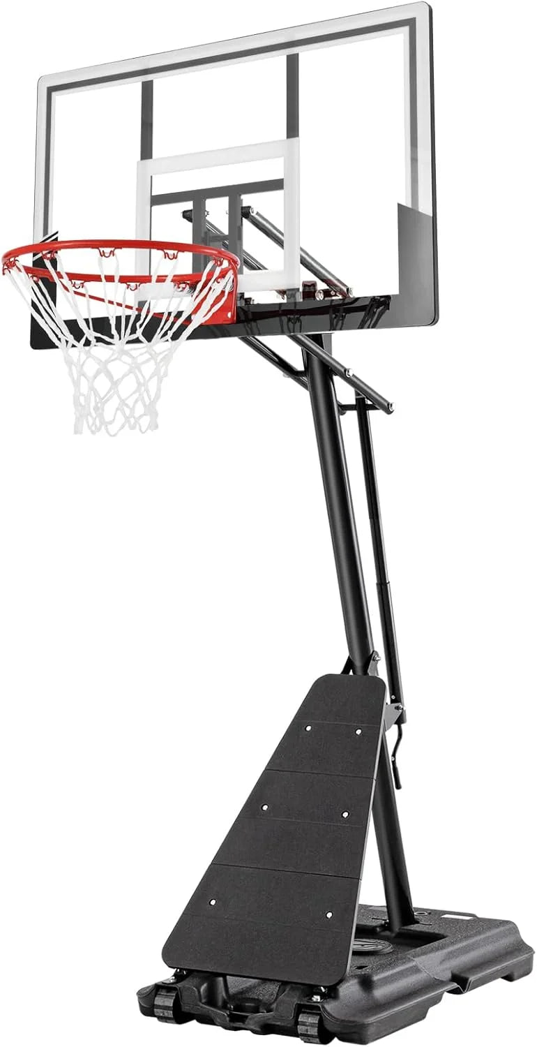Basketball Hoop 48 Inch Backboard Portable Basketball Hoop Outdoor,5.3-10ft Stepless Regulation Crank Adjust Basketball Goal System B316