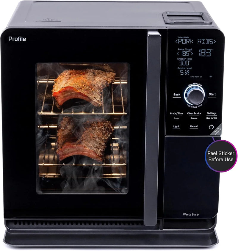 Smart Indoor Pellet Smoker, with Active Smoke Filtration, 5 Smoke Control Settings, WiFi Connected, Electric, Countertop BBQ Appliance, Black P5989