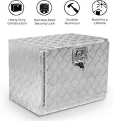 36 Inch Heavy Duty Aluminum Diamond Plate Tool Underbody Box, Waterproof Square Truck Storage Organizer Chest for Pick Up Truck Bed, RV Trailer with T-Handle Lock and Keys - Black