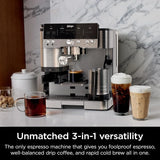 Italian coffee machine, drip coffee machine, rapid cold brew coffee machine, integrated grinder, hand-free milk frother, equipped with a strike plate, water filter, cleaning sheet, descaling agent