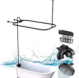 Clawfoot Tub Shower Kit, Add On Shower Units With Bathcock Diverter Faucet and 48" X 27“ Rectangular Claw foot Tub Shower Curtain Rod Kit,Claw foot Tub Shower Faucet Set,Brushed Nickel