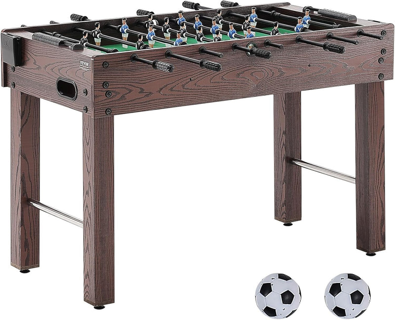 Foldable flyball table, standard size (42/48/55 inches), brown, made of plastic, metal and wood, suitable for two people to play flyball games, suitable for game room. F9040