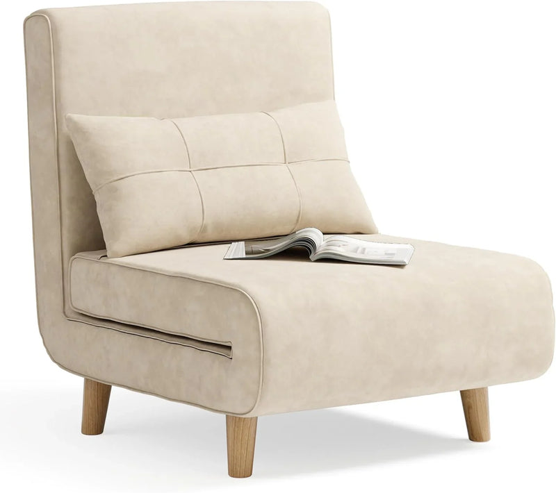 A three-in-one sleeping chair-bed, convertible chair-bed sofa, a lounge chair with adjustable backrest, suitable for apartments/bedrooms/offices, dark gray. B3850