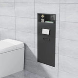 6.2 Gallon Bathroom Trash Can Tilt Out Trash Bin Cabinet, Hidden Trash Can Cabinet Recessed Wall Mounted Stainless Steel with Toilet Paper Holder for Bathroom/Bedroom/Office/Kitchen, Black