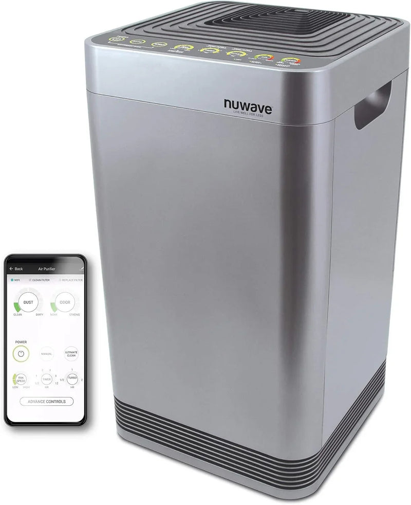 Whole-house air purifier, intelligent air purifier, equipped with a five-level tower structure air filter, air quality and odor sensors, bedroom sleep mode, can remove 99.99% of dust, smoke, pollen and allergens. B4740