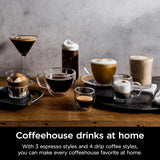 Italian coffee machine, drip coffee machine, rapid cold brew coffee machine, integrated grinder, hand-free milk frother, equipped with a strike plate, water filter, cleaning sheet, descaling agent