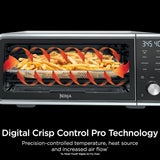Toaster oven, air fryer, thermometer, toaster-air fryer combo, stainless steel material, quick cooking, french fries, frozen food, air frying, dehydrating, heating, 13 functions, less oil usage, flip-type oven