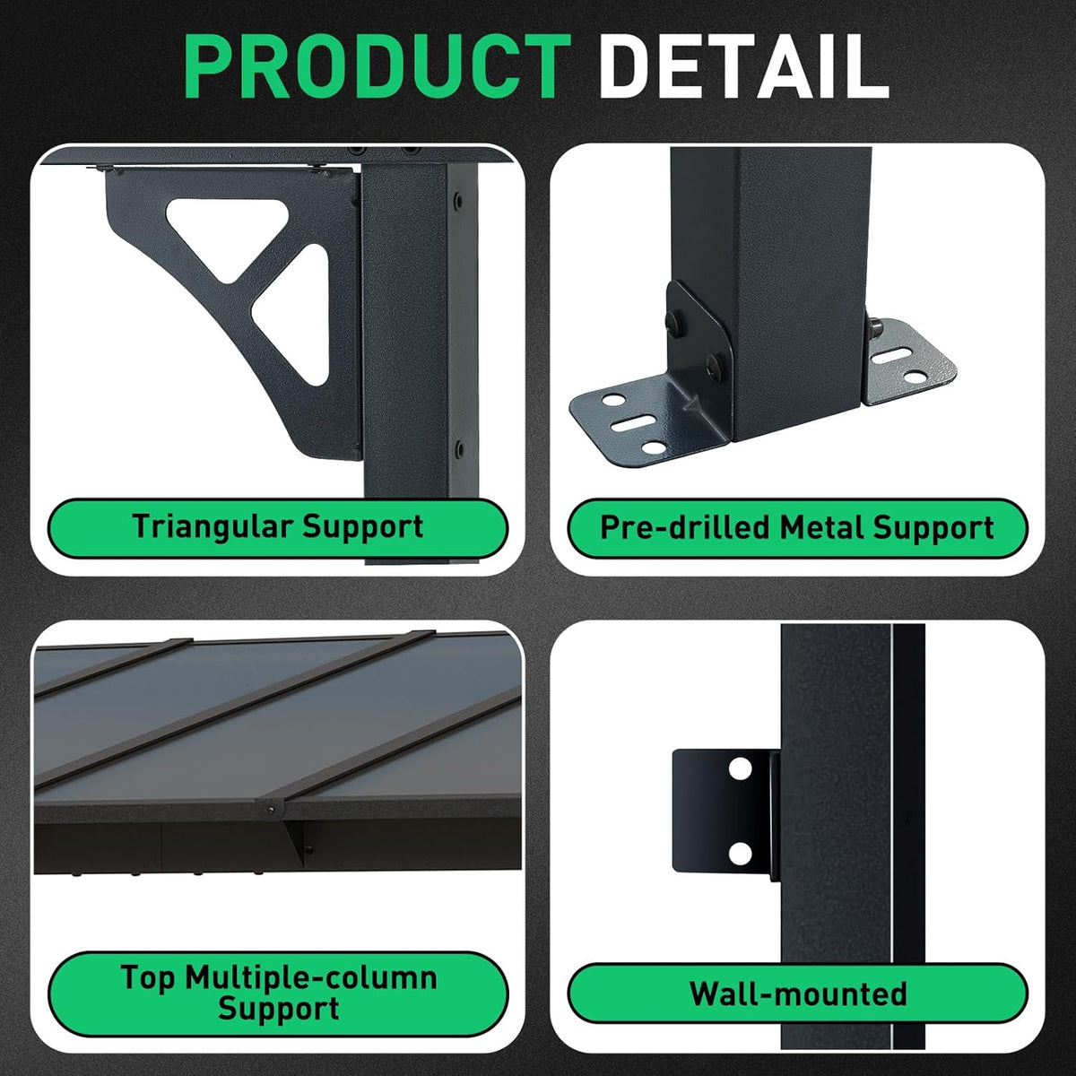 10' x 12' Gazebo for Patio, Gazebo Pergola with Sloped Roof, Large Wall-Mounted Heavy Duty Awnings, for Backyard, Deck, Patio