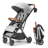 V2 Compact Baby Stroller - Premium vegetarian leather material, one-handed folding, infinitely adjustable tilt angle, aerospace-grade aluminum frame, oversized sunshade, spacious storage space, folding umbrella-style baby stroller - Desert Berry Colo