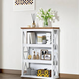Farmhouse Sofa Table with Power Outlet-4-Tier Bookcase, 42.9" Floor Standing Organizer Shelf