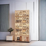 Portable shoe rack organizer, suitable for the entrance of the closet, stackable storage cabinet for sports shoes, shoe cabinet with magnetic transparent doors, large plastic storage container box (with lid), with 5 layers, can hold 20 pairs of shoes