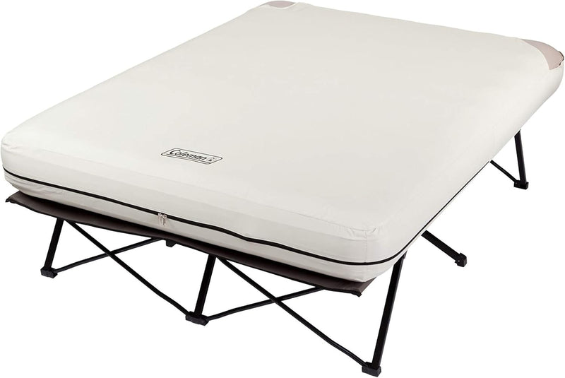 Camping bed, inflatable mattress and air pump set | Foldable camping bed and inflatable bed, equipped with side table and battery-powered air pump N6553