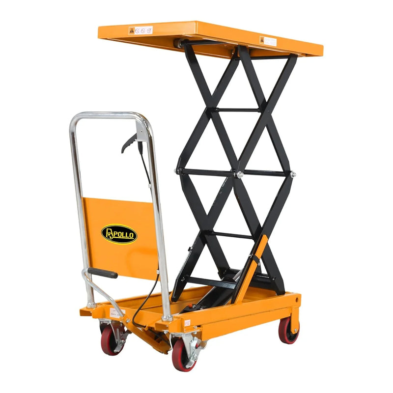 Hydraulic Lift Table Cart – 770 lbs Capacity, 51" Max Height, Double Scissor Lift with Safety Guard & 4 Wheels F4703