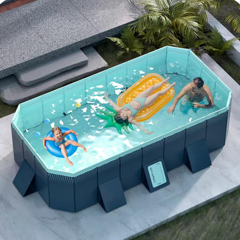 Pool Above Ground/Wood Frame Swimming Pools, 5feet/ 6foot/ 7ft/ 8ft/ 9ft/ 13ft Long Outdoor Mini Large Rectangular Pool for Indoor Outdoor Backyard Home, Toddler Adults Relax Pool (Size: 1.6x1.2x0. F4541
