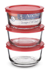 Round Glass Storage Container Set with Lids, 3 Count